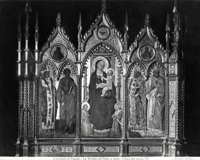 Brogi — Cattedrale di Fiesole - La Vergine col Figlio e Santi; trittico del sec. XIV — insieme